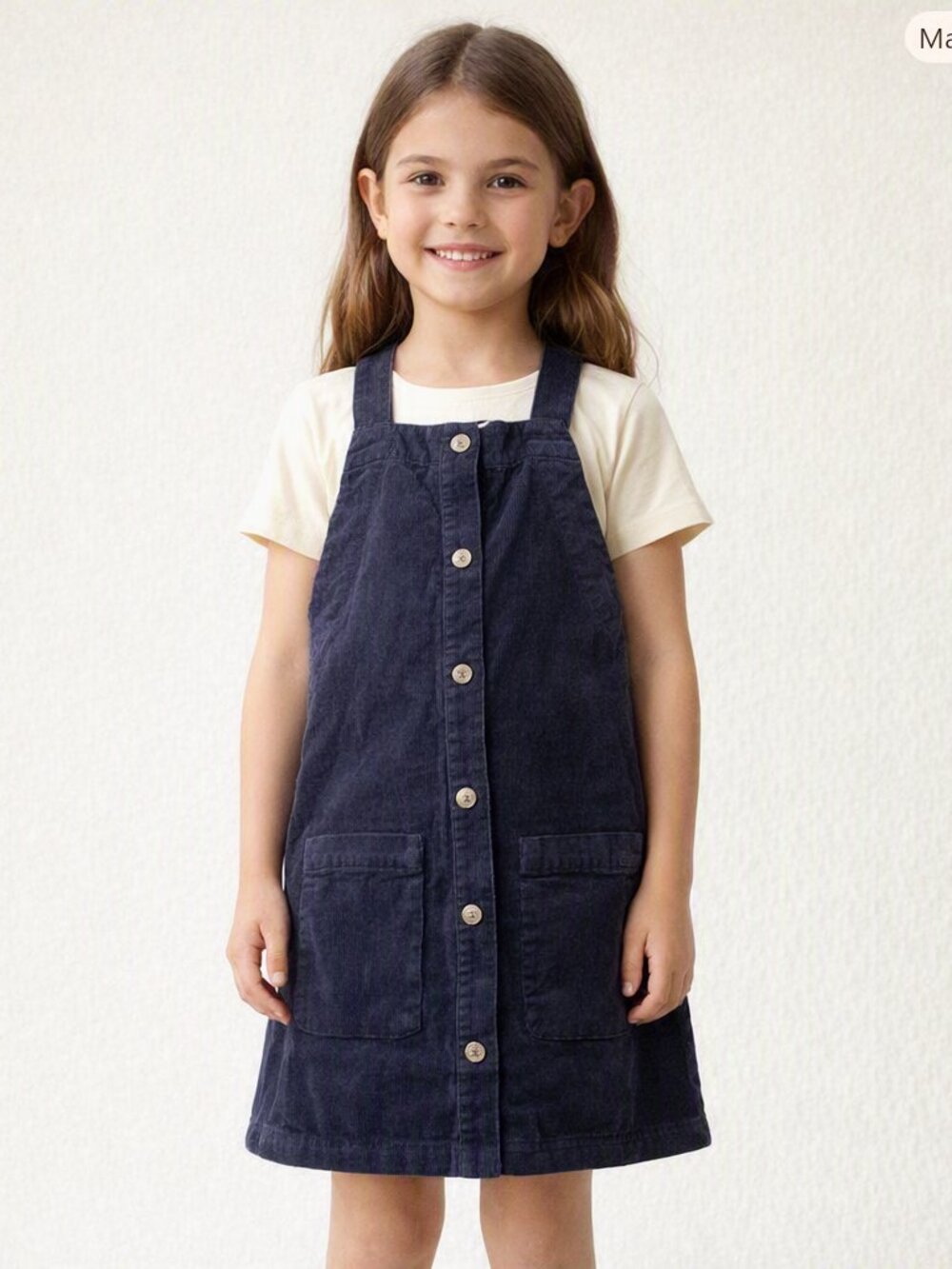 Vineyard Vines Navy blue corduroy button-front jumper dress Size 10